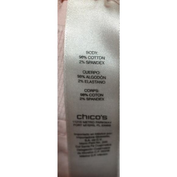 Chico's Women's Pale Pink Ankle Pants Button Roll Tab Hem Stretch Casual 2 XL - Picture 6 of 11